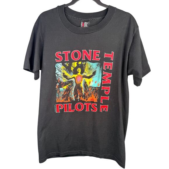 GIANT Other - VINTAGE 1992 STONE TEMPLE PILOTS Core SS T-Shirt License Giant Black Size L STP